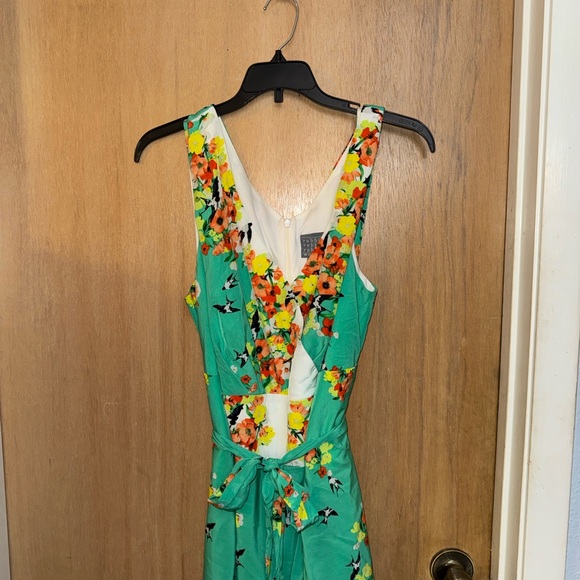 Rabbit Rabbit Rabbit Floral Sleeveless Dress with Birds and Belt Size 16W - Picture 2 of 5